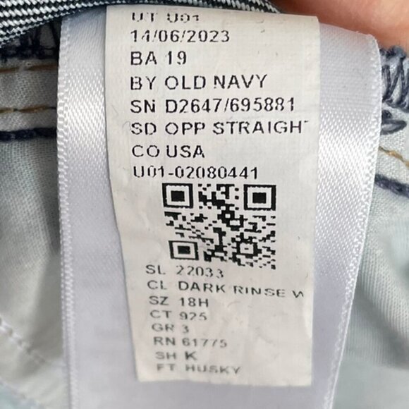 NWT OLD NAVY Boys Size 18 Plus, Dark Wash Straight Leg Jeans Built-In Flex Waist - Picture 10 of 14